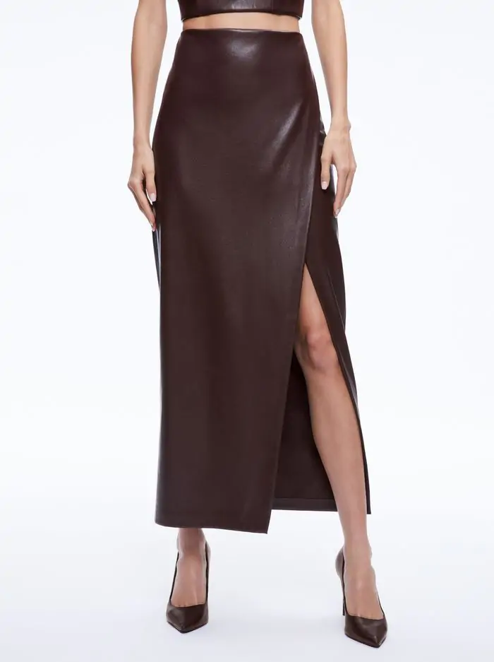 SIOBHAN VEGAN LEATHER MAXI SKIRT